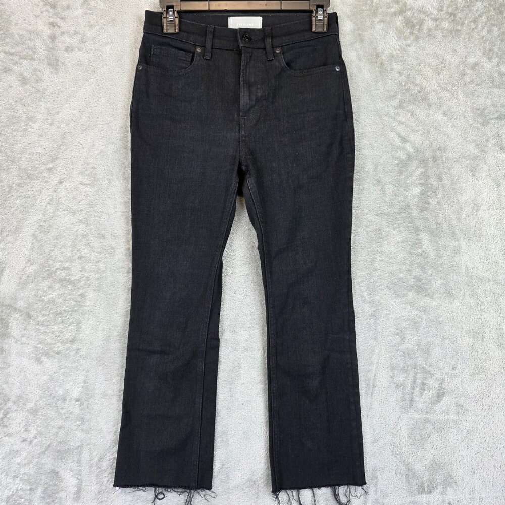 Everlane Jeans Womens 25 Black Straight Leg Crop Raw Hem Stretch Denim Casual